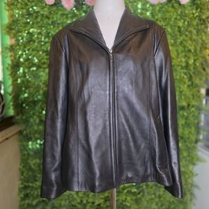 Nine West, XXL, Women's Black Leather Jacket